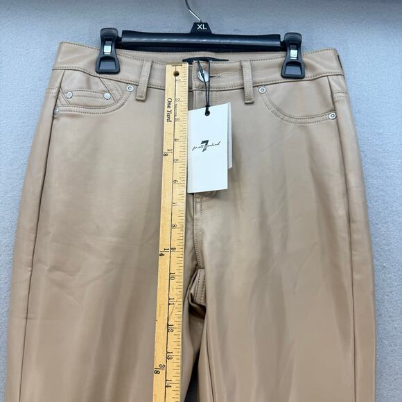 7 For All Mankind Pants Women's XS Tan Faux Leather Preppy Business Casual NWT - Picture 12 of 15